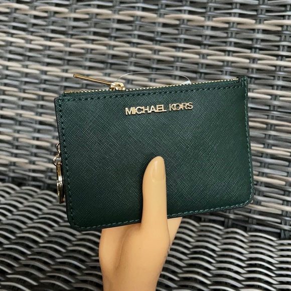 Michael Kors Jet Set Travel Small CoinPouch Wallet Racing Green - Picture 16 of 16